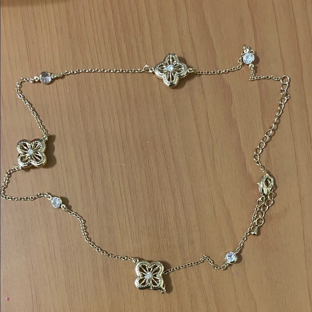 Gold Floral Station Necklace - Women Jewelry